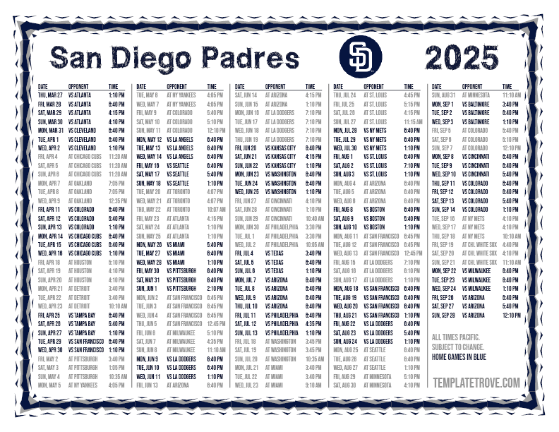 2025 San Diego Padres Baseball Broadcast Schedule Unveiled