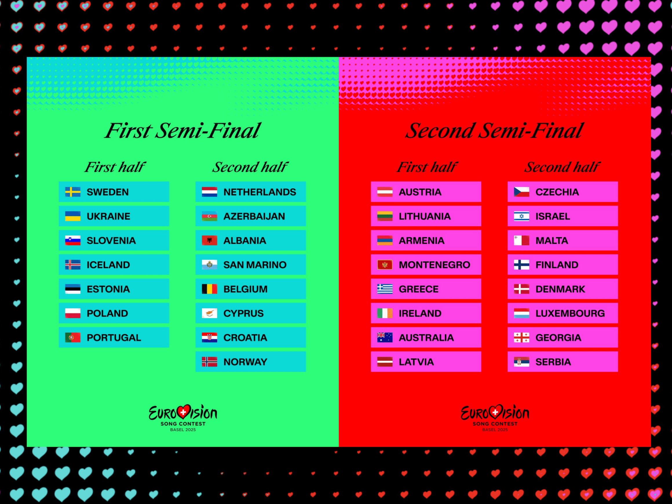 Eurovision 2025 Semi-Final Running Order: Full Reveal Eurovision 2025 Semi-Final Running Order: Full Reveal