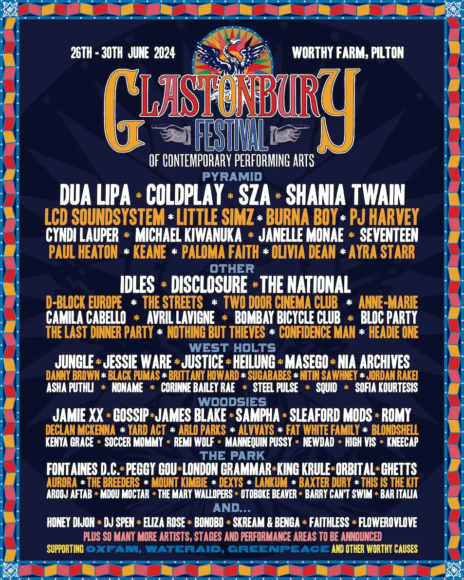 Glastonbury 2025 Lineup Officially Released: Where To Buy Tickets Glastonbury 2025 Lineup Officially Released: Where To Buy Tickets