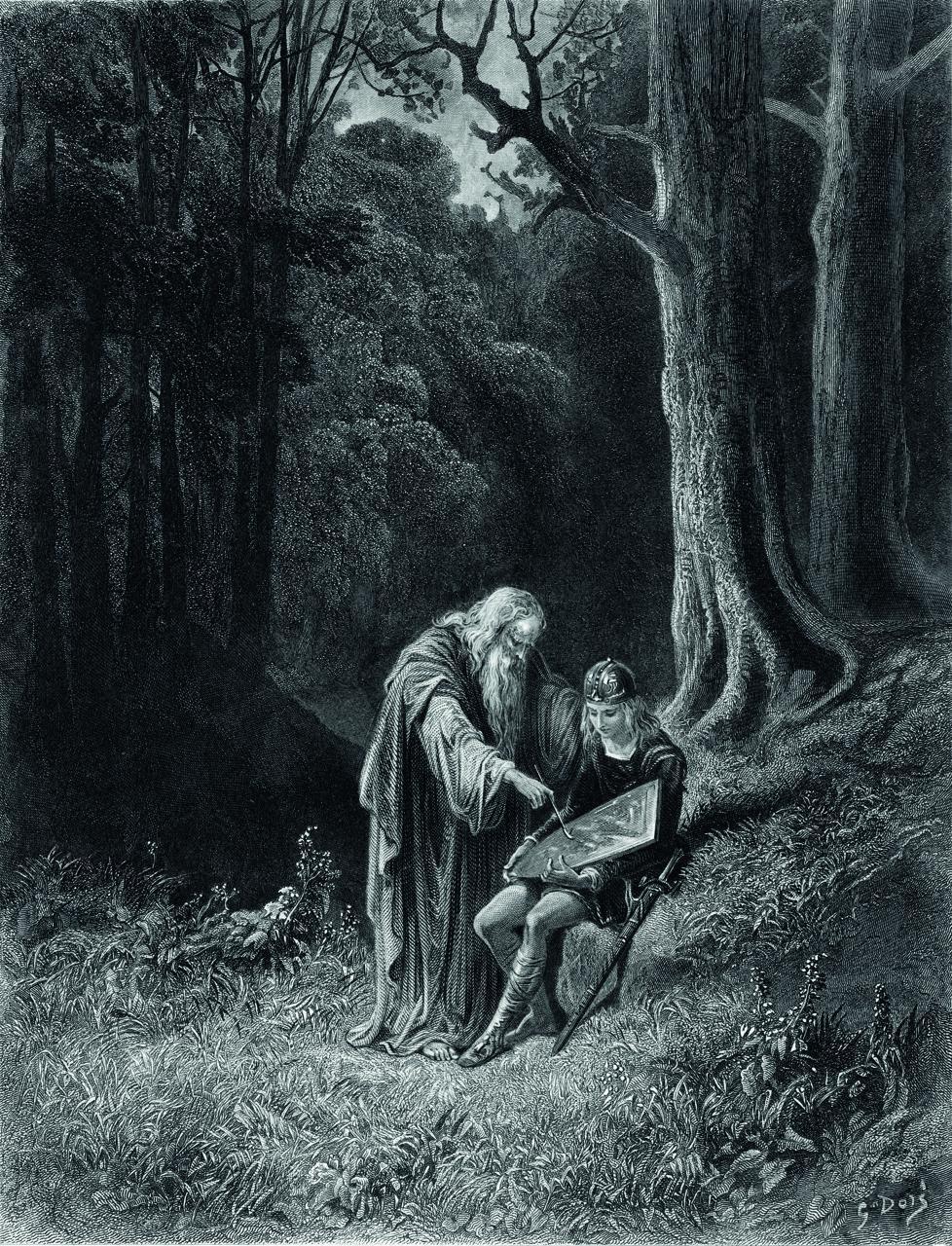 Medieval Illustration: Merlin, Arthur, And The Book Cover Story Medieval Illustration: Merlin, Arthur, And The Book Cover Story