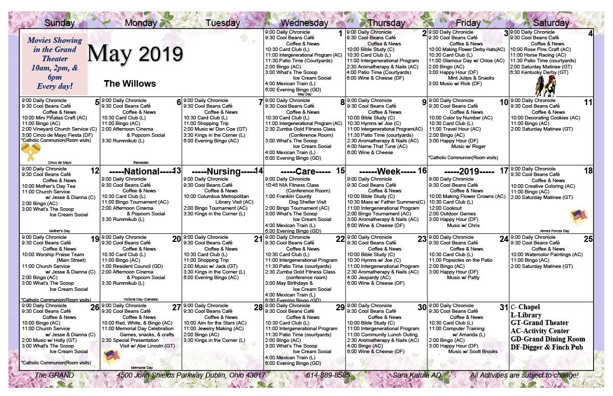 Senior Citizen's Activity And Travel Calendar Senior Citizen's Activity And Travel Calendar