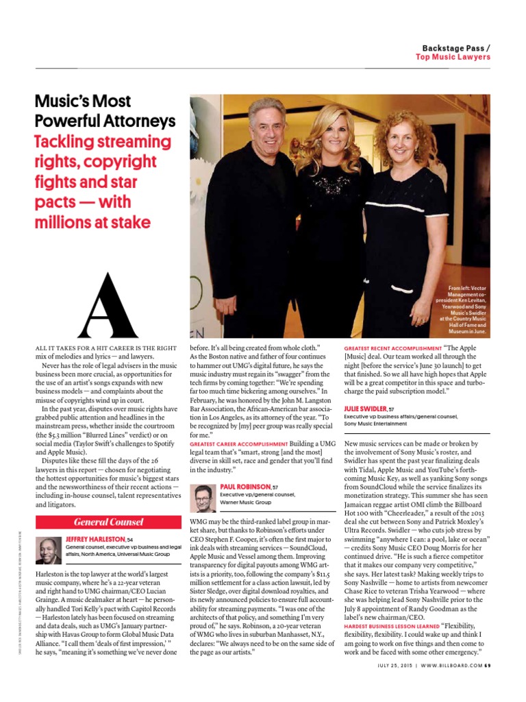 The Leading Music Lawyers Of 2025: A Billboard Perspective The Leading Music Lawyers Of 2025: A Billboard Perspective
