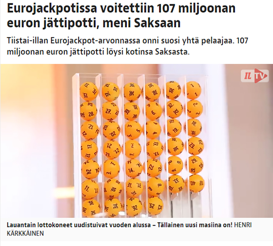 Voitko Voittaa Eurojackpotin? Katso Tulokset Ilta-Sanomista Voitko Voittaa Eurojackpotin? Katso Tulokset Ilta-Sanomista